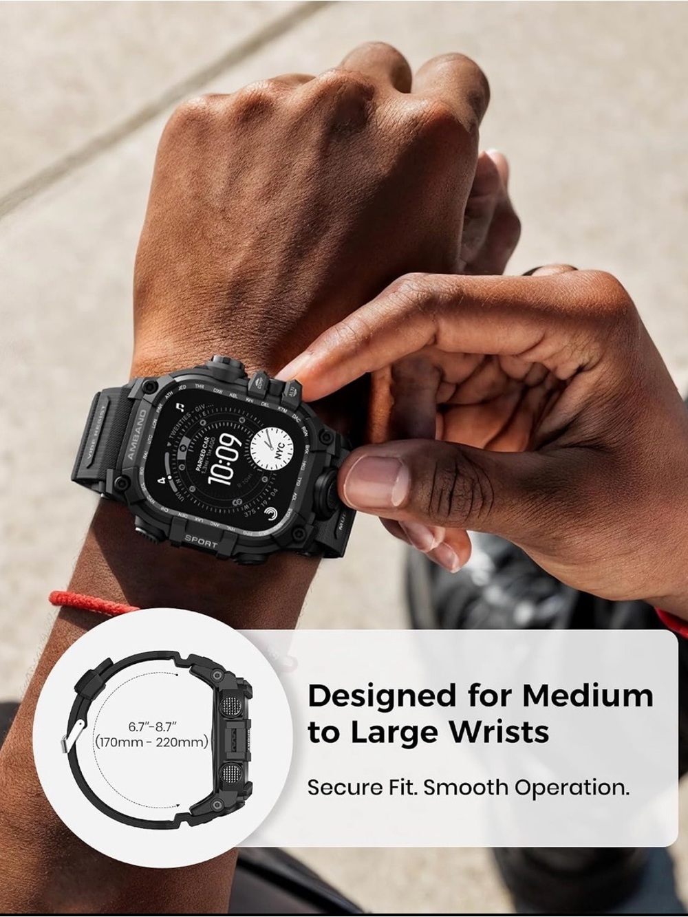 Amband M3 Series 49mm Black Protective Smartwatch Case for Apple Watch - Picture 7 of 16